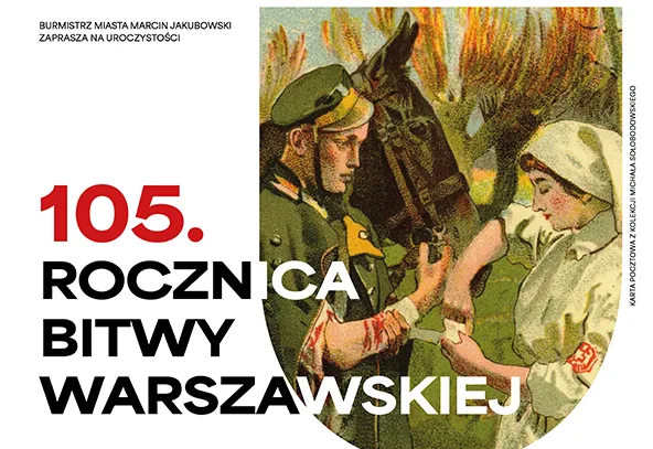 Żołnierz w mundurze i pielęgniarka opatrująca ranę na tle konia.
